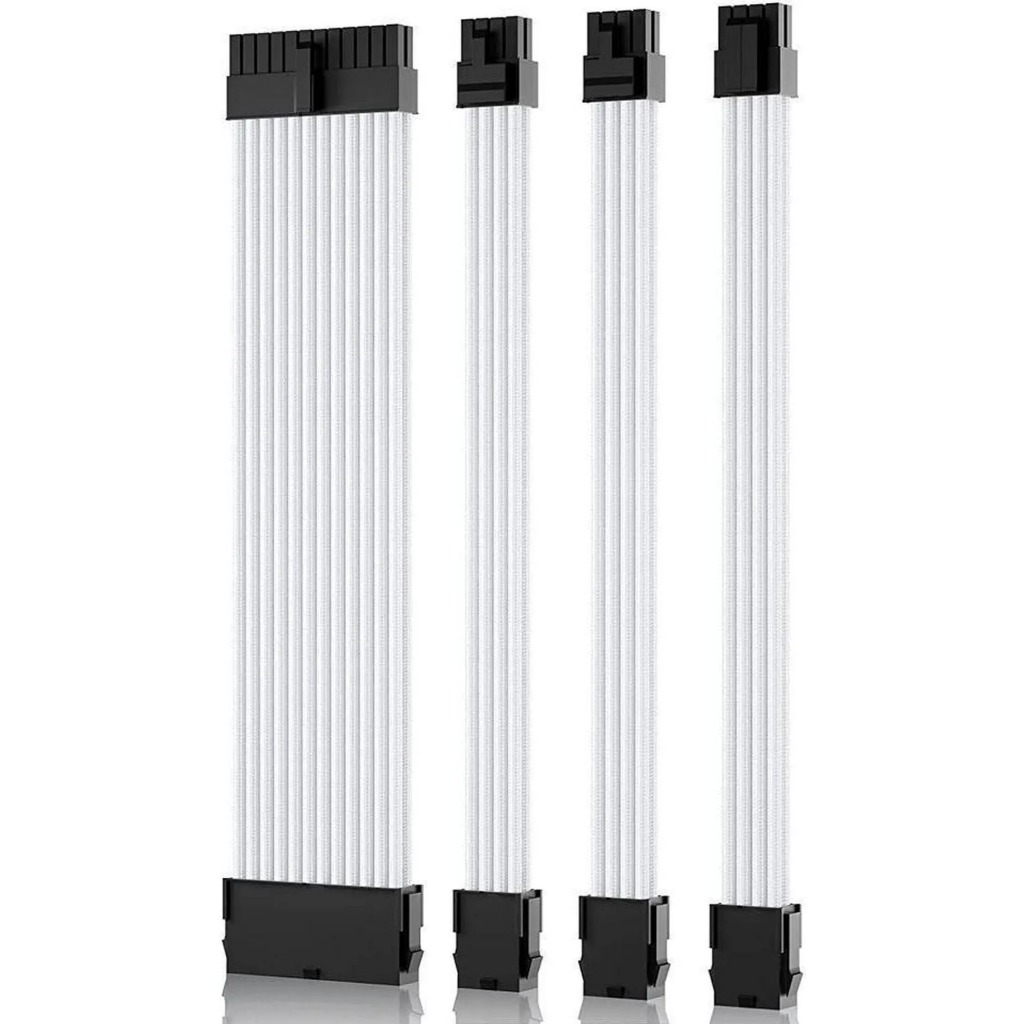 [ขายแยกเส้น] สายถักแต่งคอม Cable Comb Set สายถัก แบบต่อเพิ่มความยาว (ผู้/เมีย) 4 เส้น สายยาว 30 ซม. 24 PIN, CPU