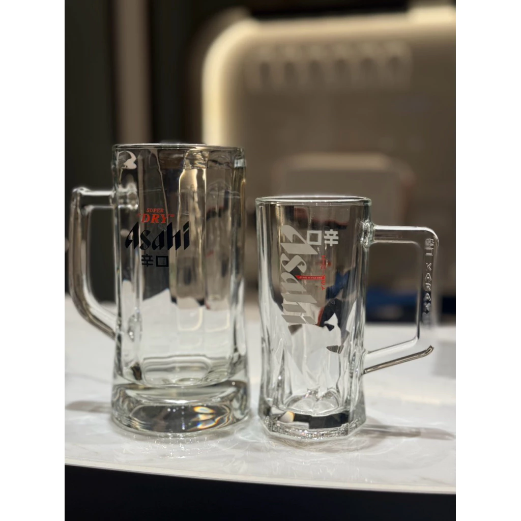 แก้วมัคอาซาฮี ขนาด 355 ml. (ตัวหน้งสือนูน)ที่หูงานแท้ /640ml Asahi mug glass (ขนาดปกติ และ แบบใหญ่) SALE!