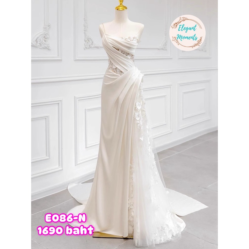 E086-N พร้อมส่งจากไทย ชุดแต่งงาน ชุดเจ้าสาว ชุดถ่ายพรีเวดดิ้ง ชุดafter party ชุดงานหมั้น เดรสสั้น เดรสมินิมอล