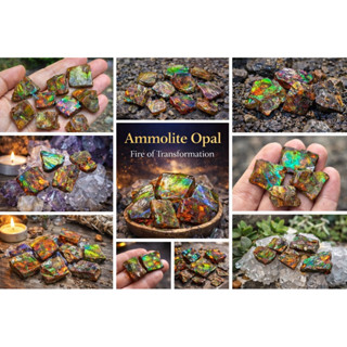 1 PC Natural Ammolite Opal Raw Stone – Iridescent Fossil Gem…