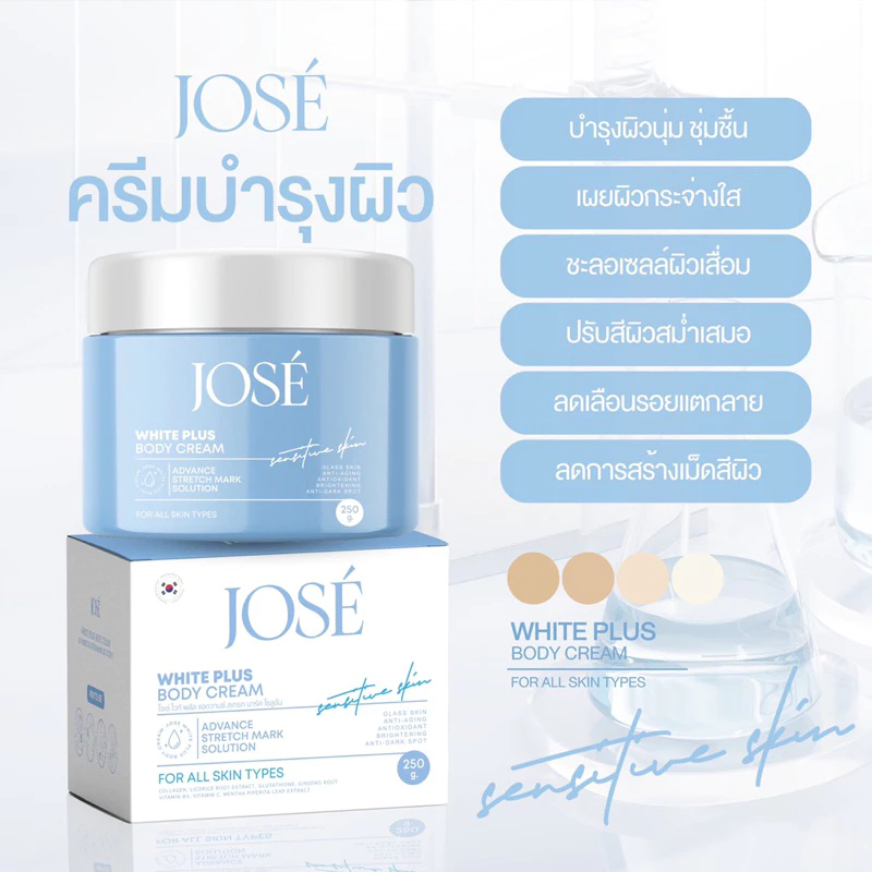 ส่วนลดสินค้า - JOSE WHITE PLUS BODY CREAM ครีมโจเซ่ ไวท์ พลัส ครีมบำรุงผิวกาย ขนาด 250 กรัม