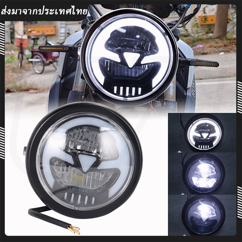 ย้อนยุครถจักรยานยนต์ด้านหน้า LED ไฟหน้าโคมไฟ LED LIGHT MOTORBIKE อุปกรณ์เสริม CAFE RACER