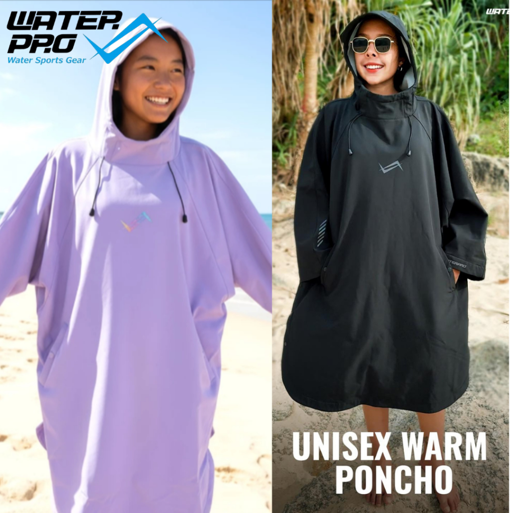 Water Pro Unisex Warm Poncho เสื้อคลุมกันลมและเปลี่ยนเสื้อผ้าในตัว