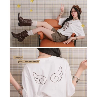 kome.offi เสื้อยืดโอเวอร์ไซส์ รุ่น heart locket t-shirt / komé wing t-shirt