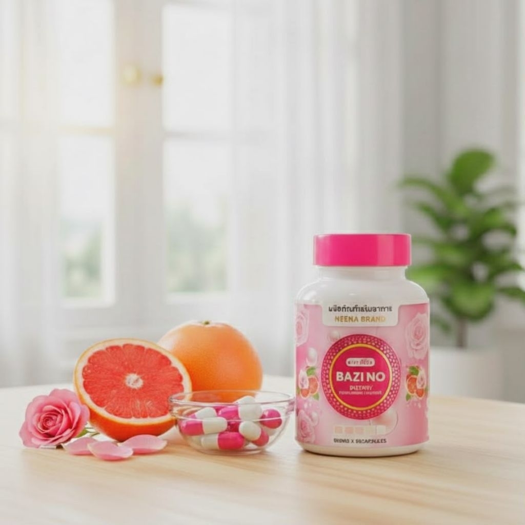 BAZI NO NEENA BRAND บาซิโน่ นีน่า แบรนด์ บูสต์ผิวใส เพิ่มความมั่นใจในรูปร่าง ผิวกระจ่างใส ผิวดูมีออร่า 30 แคปซูล