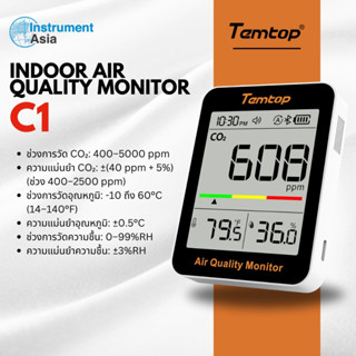 Temtop C1 เครื่องวัดคุณภาพอากาศ CO2, อุณหภูมิ และความชื้น แบ…