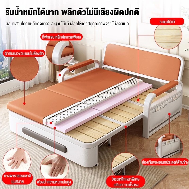 EF โซฟา โซฟาเบด โซฟาพับสองชั้น ทนทานและประหยัดพื้นที่ สามารถเปลี่ยนเป็นที่นอนได้ นุ่มและสบาย รูปที่ 4