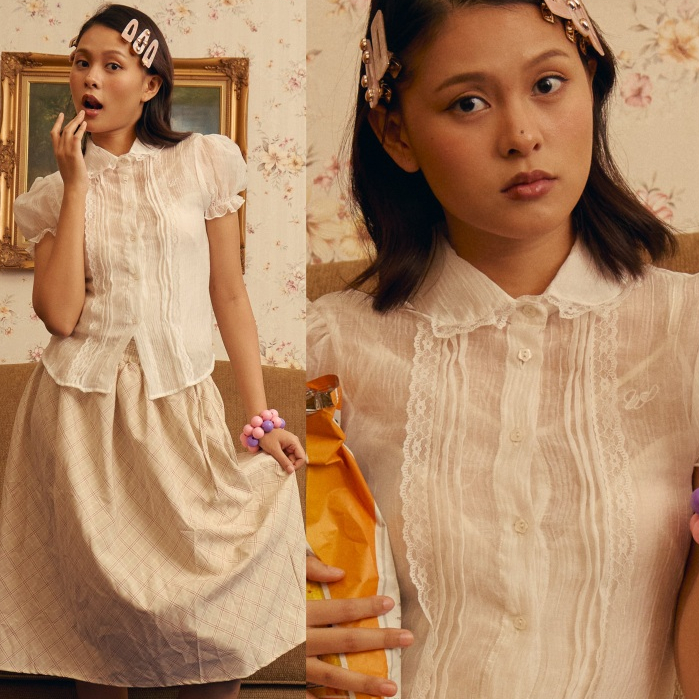 whatweartodayy lace shirt ( see through )