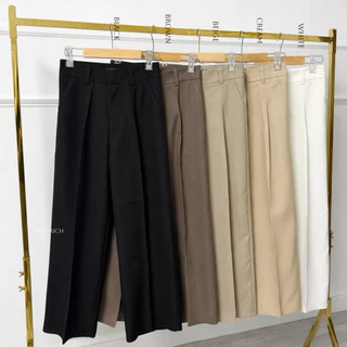 (S-3XL)Demi-Slub เดมี่สลาฟ กางเกงขาเต่อกระบอกกลาง กางเกงแฟชั่นกางเกงทำงาน