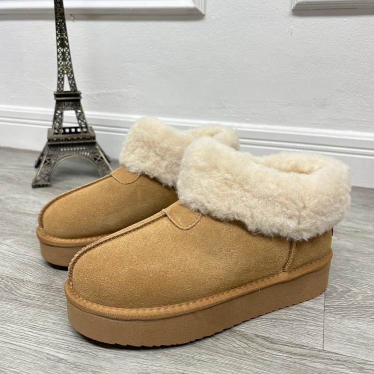 Crazy Snow รองเท้าบูทบุขนลุยหิมะได้ หนังกลับ รุ่น Jennie Puffy