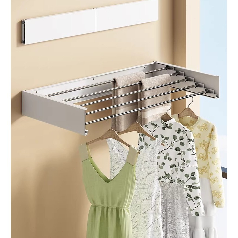 5ราว ราวตากผ้า ราวตากผ้าพับได้ ราวตากผ้าพับเก็บได้ ยืดหดได้ drying rack ที่ตากผ้า ใช้ได้ทั้งในบ้านและนอกบ้าน