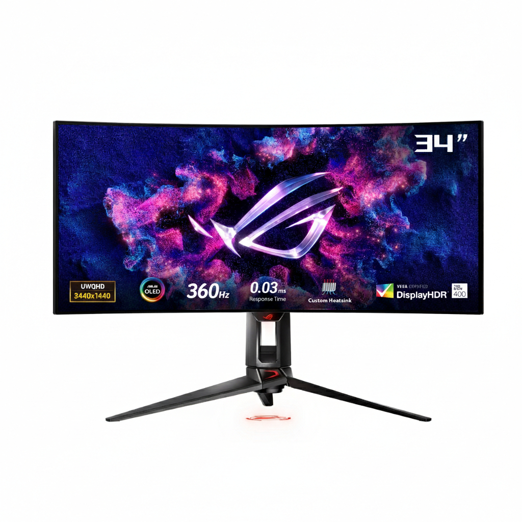 Asus ROG Swift OLED PG34WCDN 34-inch RGB QD-OLED with BlackShield™ film, 360Hz refresh rate, 0.03ms 