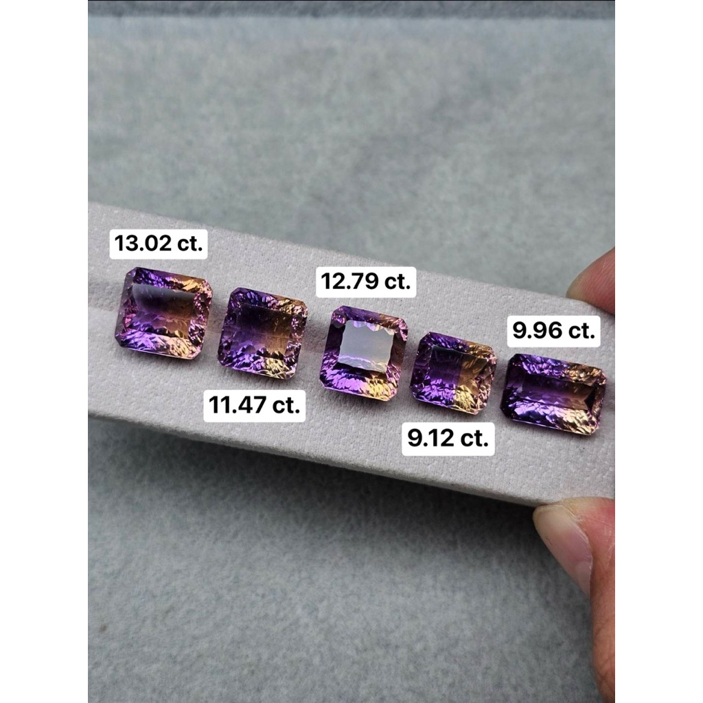พลอยแท้ อเมทริน Natural Ametrine เจียรนัยเหลี่ยมพิเศษ Octagon Concave Cut พลอย พลอยดิบ พลอยสวย พลอยหายาก อัญมณี Gemstone