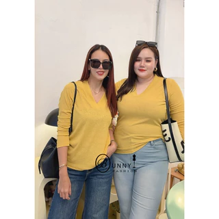 A224 BunnyFashion เสื้อสลาฟคอวีใหญ่แขนยาว มี2ไซส์ *ผ้าเนื้อบาง*