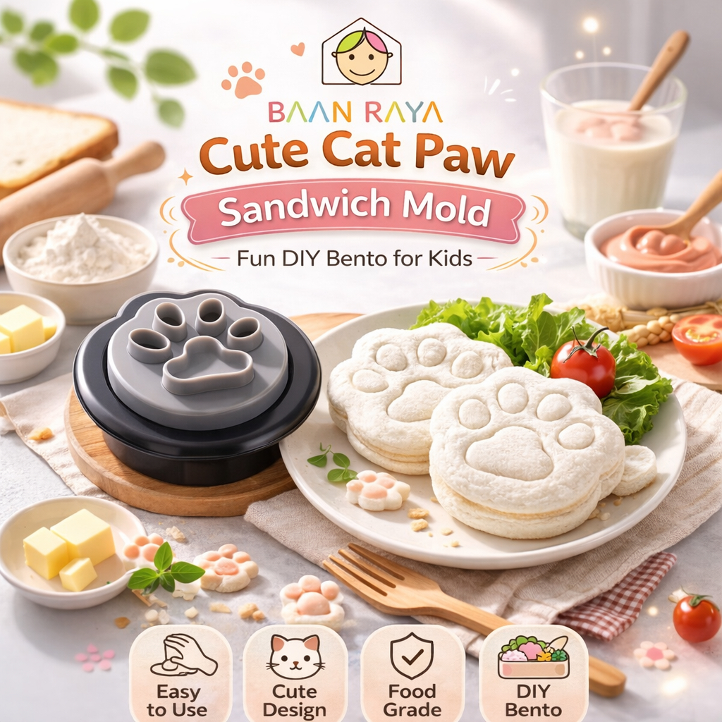 แม่พิมพ์แซนวิช รูปอุ้งเท้าแมวน่ารัก | สำหรับเด็ก ทำแซนวิช เบนโตะ DIY Baan Raya