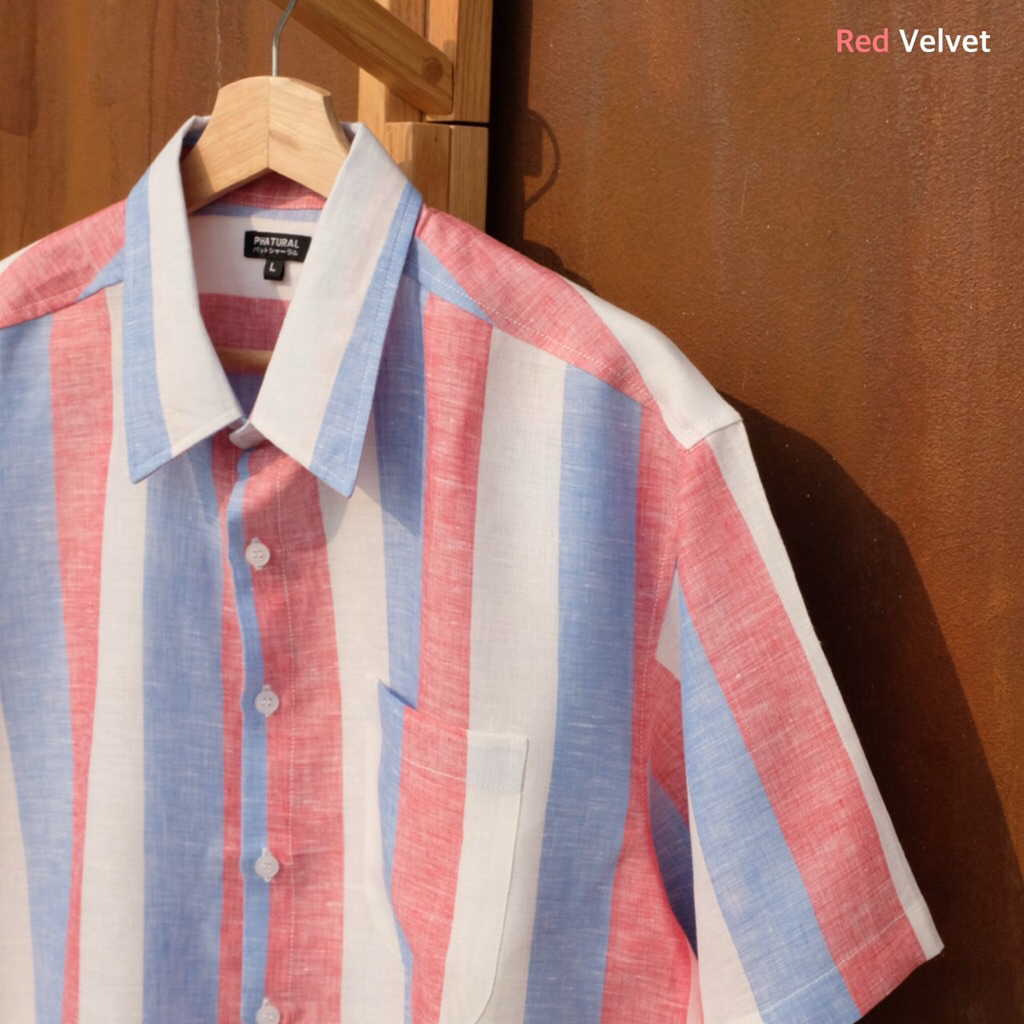 เสื้อลินินแขนสั้น - Pastel - Red Velvet❤️