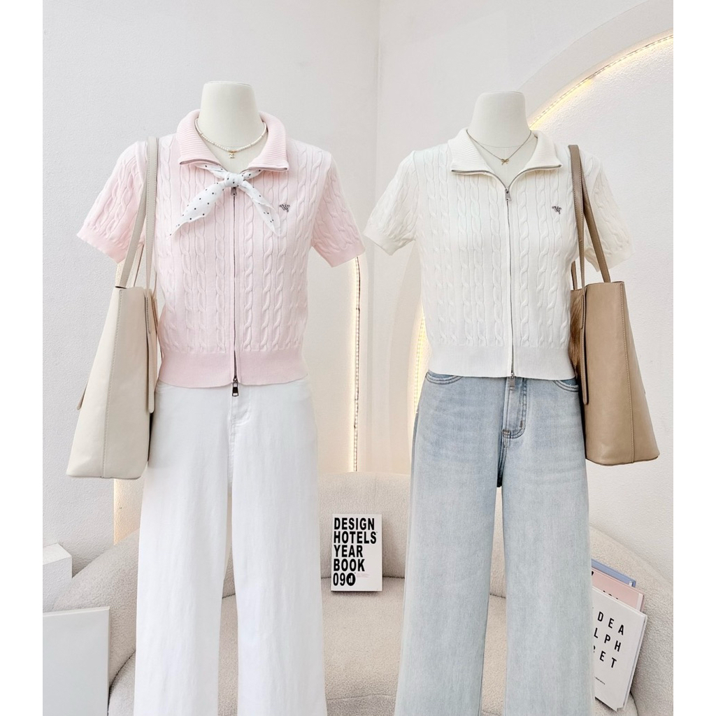 WA YA #25353 เสื้อไหมพรหม งานซิปหน้าใส่ได้หลายทรง เป๊ะพรีเมียม สอยป้ายเรียบหรู WA YA