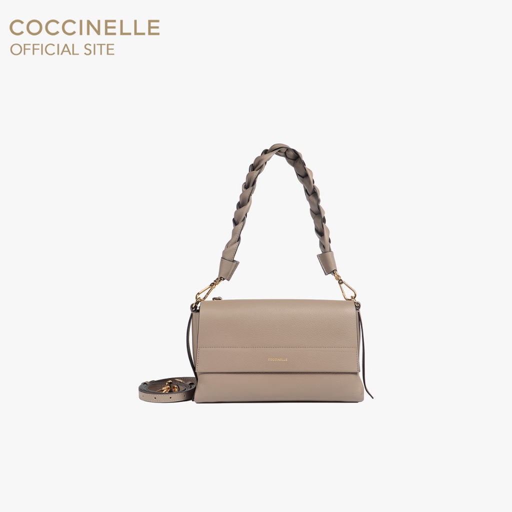 COCCINELLE กระเป๋าสะพายไหล่ผู้หญิง รุ่น BOHEME SHOULDER BAG 120101 สี WARM TAUPE/ROSETTE