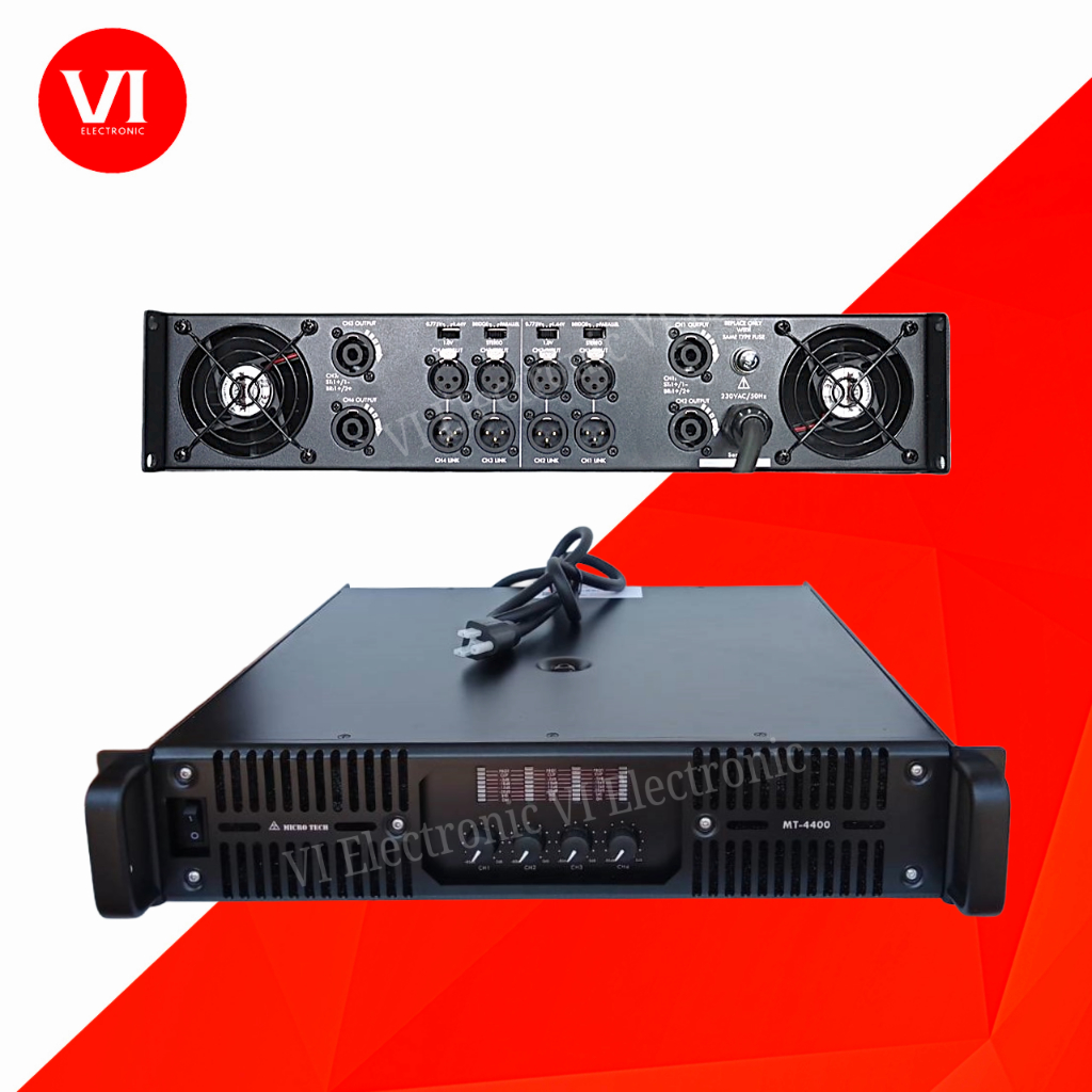 MICROTECH MT-4400 เพาเวอร์แอมป์ 4 แชนแนล กำลังขับ 600 วัตต์ที่ 4 โอห์ม