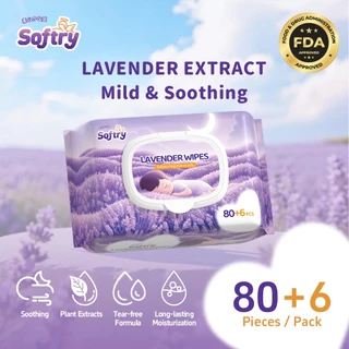Softry Baby Wipes อนโยนต่อผิวเด็กแรกเกิด Sensitive Skin-Friendly 80+6 แผ่น พร้อมสีให้เลือก Alcohol-Free Chlorine-Free