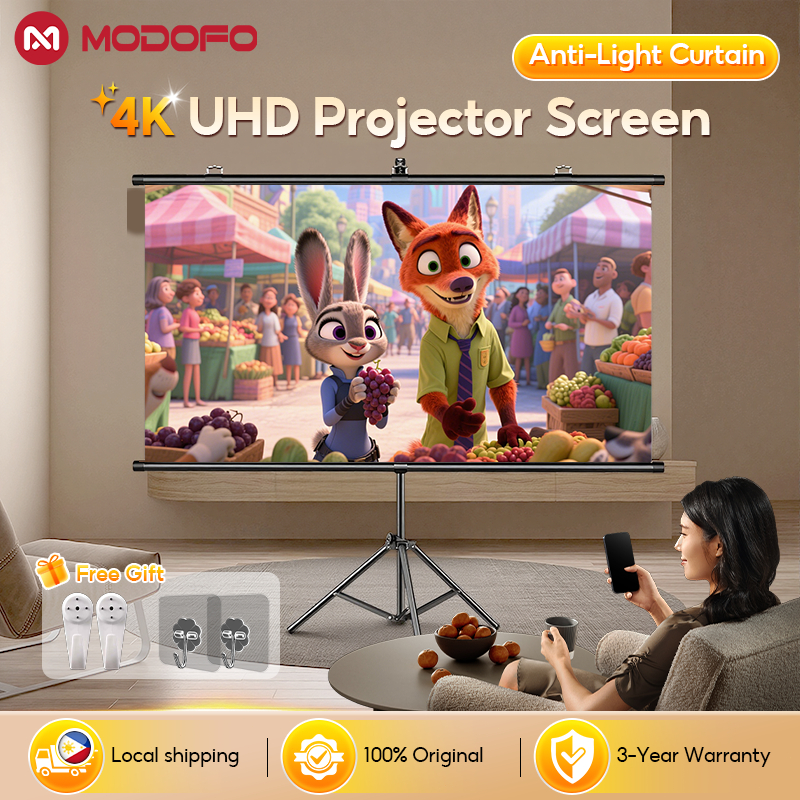 MODOFO Projector Screen จอโปรเจคเตอร์ 84 100นิ้วาพคมชัด จอรับภาพ 4K หน้าจอโปรเจ็กเตอร์ แขวนผนัง พับได้