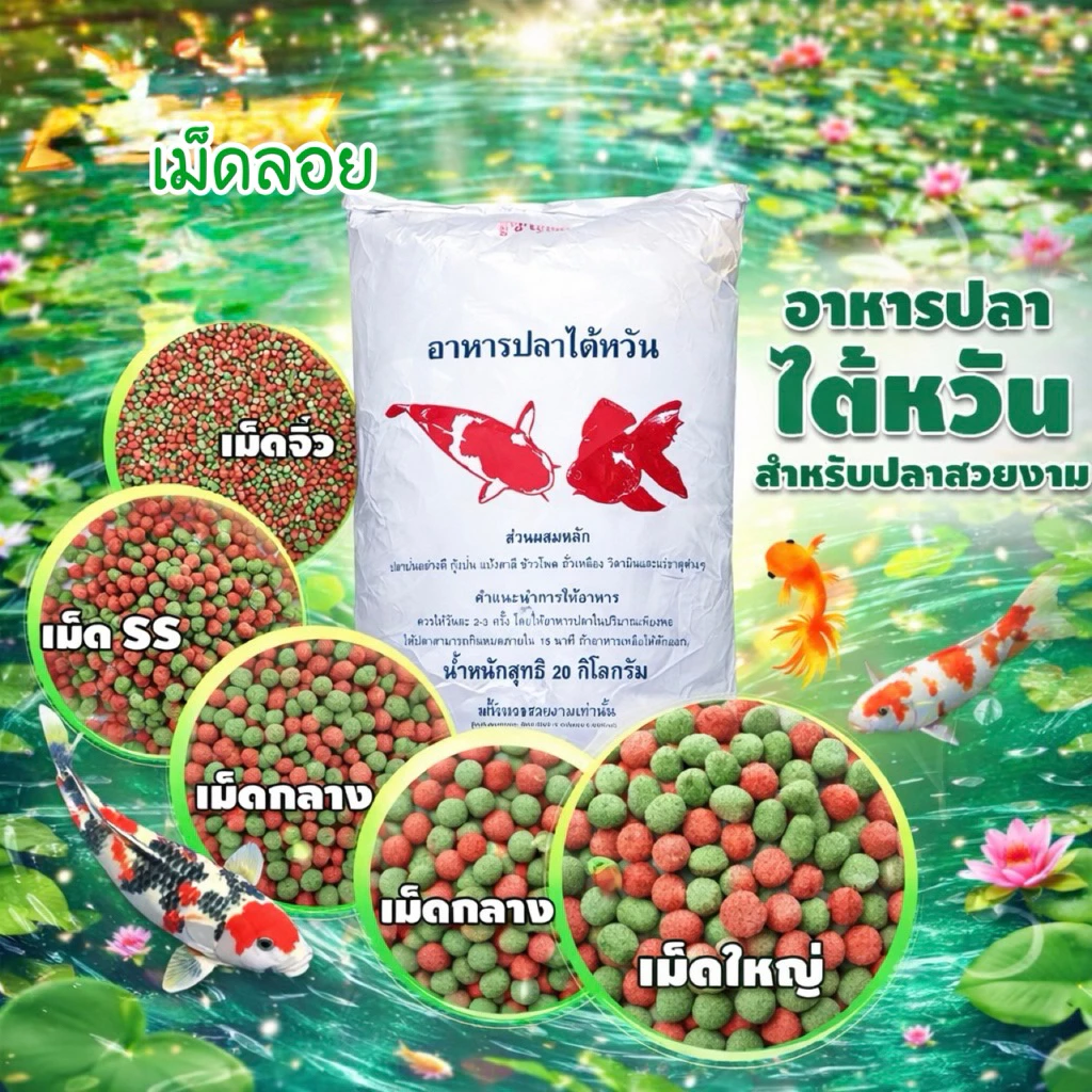 อาหารปลาสวยงามทุกชนิด สูตรเม็ดลอยผิวน้ำ