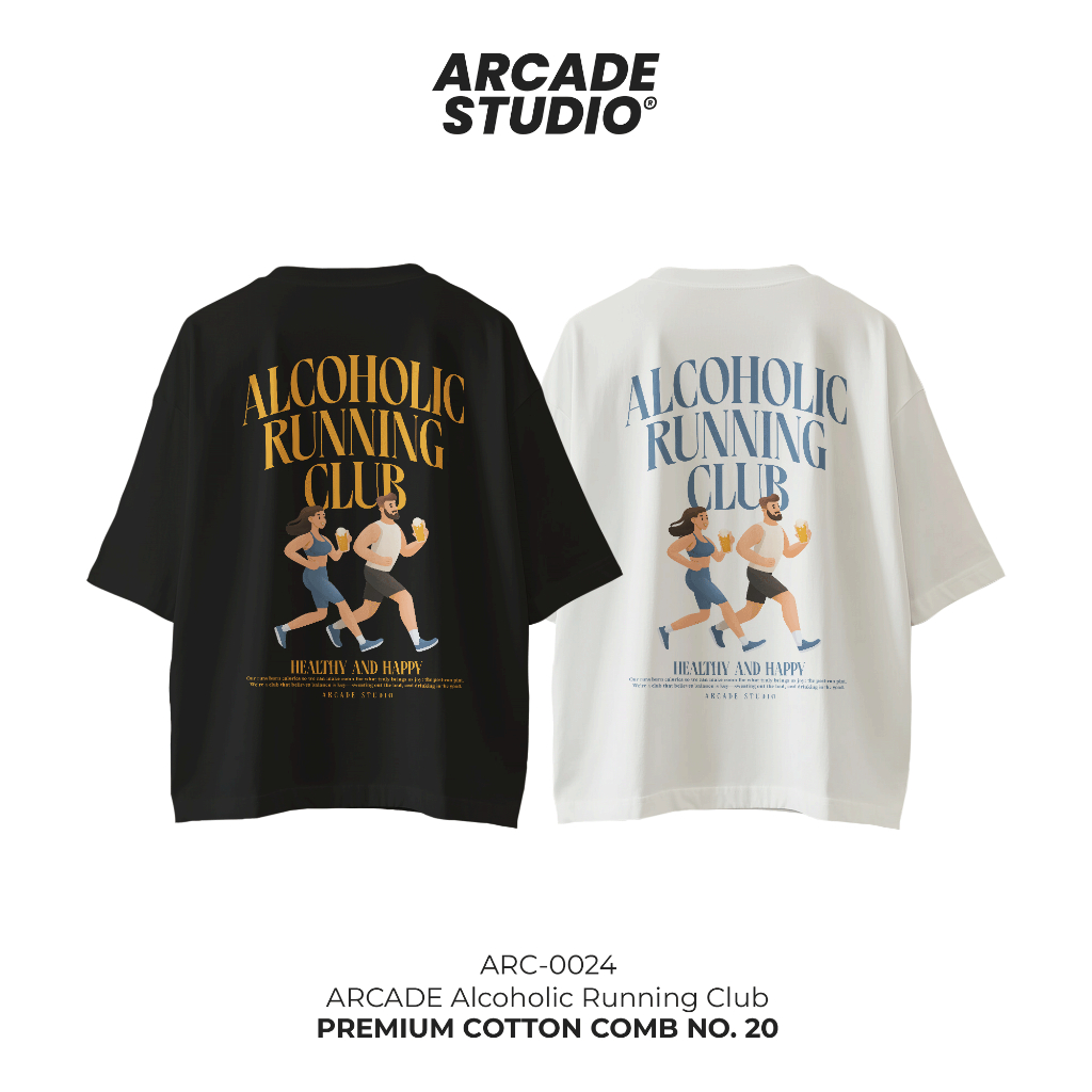 [พรี 4 วัน] ARCADE เสื้อ Alcoholic Running Club (ARC-0024) / OVERSIZE COTTON COMB 20