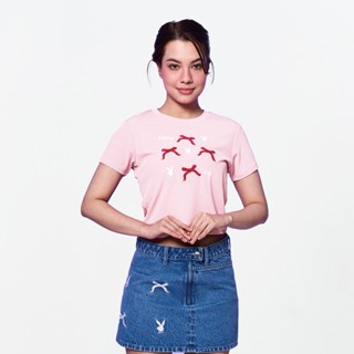 PLAYBOY   เสื้อผ้าผู้หญิง/เสื้อ/เสื้อยืดสีชมพู รุ่น P1WT269T…