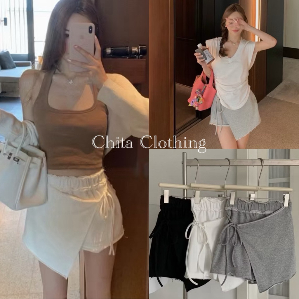📍พร้อมส่ง📍7591 กางเกงกระโปรง เอวสมอค งานมีกระเป๋าหลัง TAG:WG.WE 🇰🇷