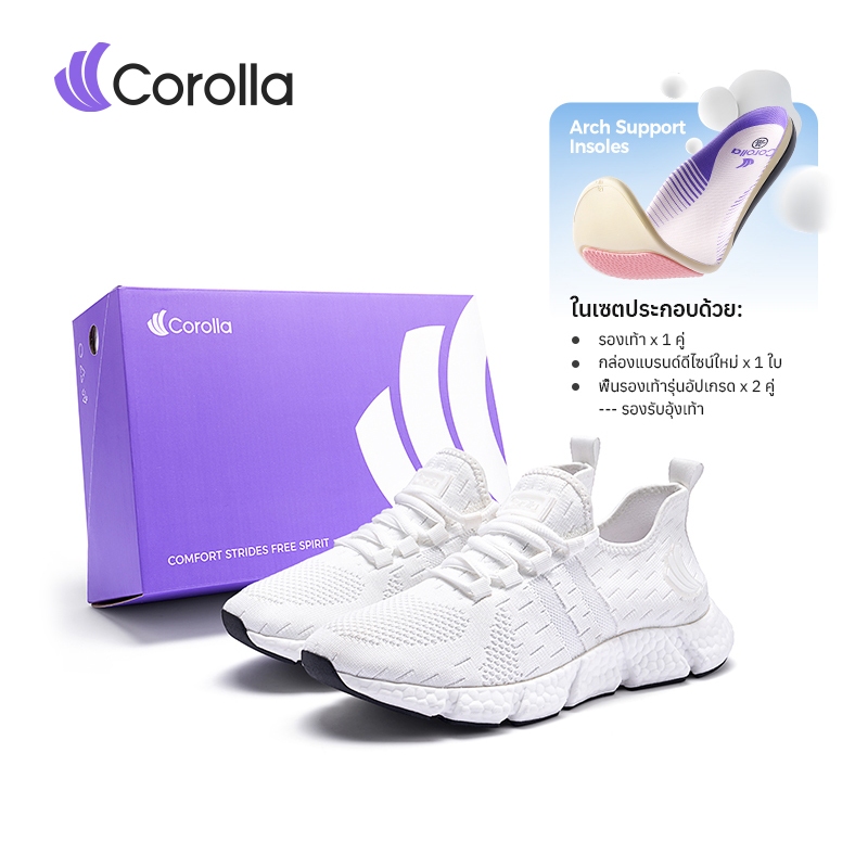 【12.21ใหม่】Corolla ArchFitGo รองเท้าผ้าใบผู้หญิง พื้นรองเท้ารองรับน้ำหนักเท้า นุ่มและน้ำหนักเบา กันล