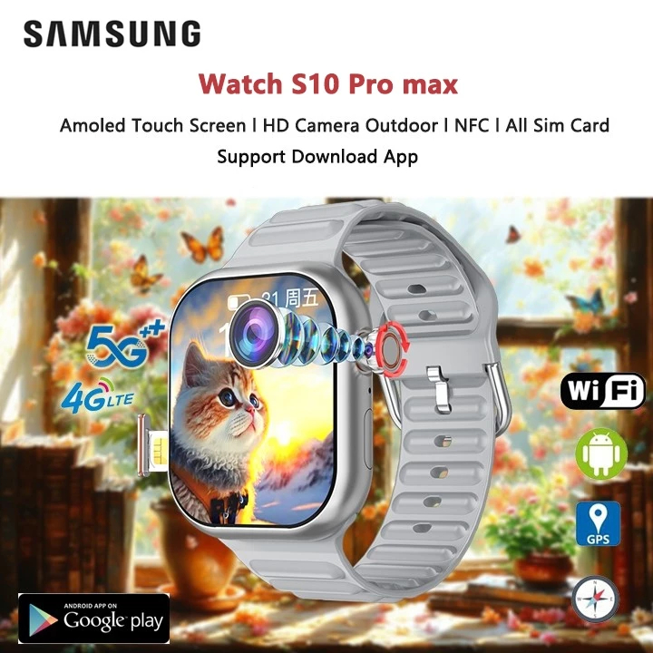 【360°Camera】SIM 4G/5G B29 สมาร์ทวอทช์ 4+64GB Wifi Al การควบคุมด้วยเสียง GPS สามารถรับชม NFC IP68กันน