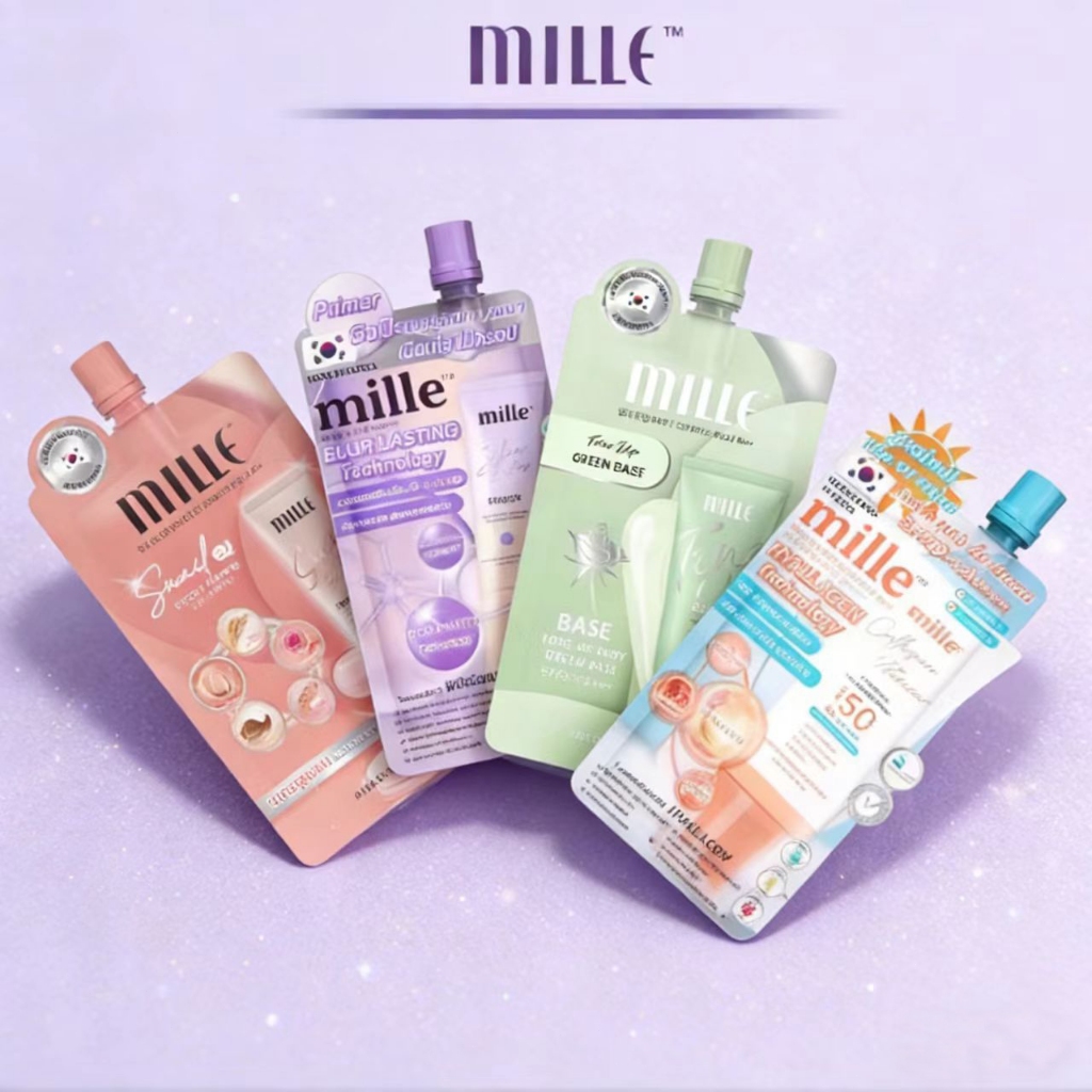 (1 ซอง)  MILLEprimer bb ครีมซองมิลเล่ super miacle skin cover /whitening gold rose BB snail primer/เ
