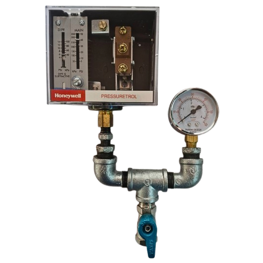 เพรสเชอร์สวิทซ์ Honeywell L404f-1078 พร้อมอุปกรณ์ข้อต่อใส่ถังประปา ตามรูป 1 ชุด