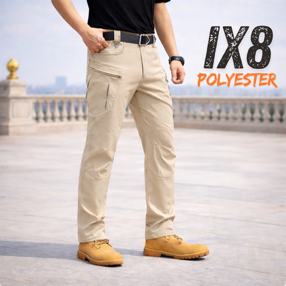 IX8 กางเกงคาร์โก้ กางเกงยุทธวิธี ผ้ายืด สีกากี มีซับใน มีช่องกระเป๋าหลายช่อง XS-5XL