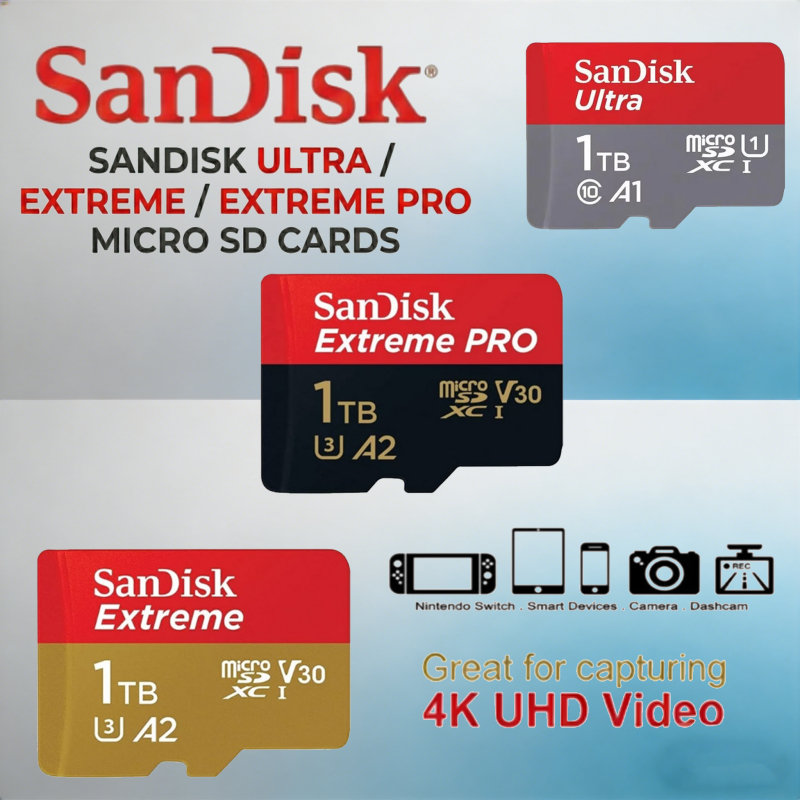 SanDisk Ultra / Extreme / Extreme Pro microSD Memory Card 128GB 256GB 512GB 1TB A2 V30