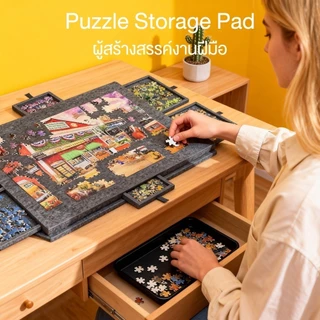 Tilting Puzzle Board 1000 ชิ้น 2-in-1แผ่นเก็บพาซเซิล Felt พกพาพับได้ 6 ลิ้นชัก Puzzle Mat Storage Saver