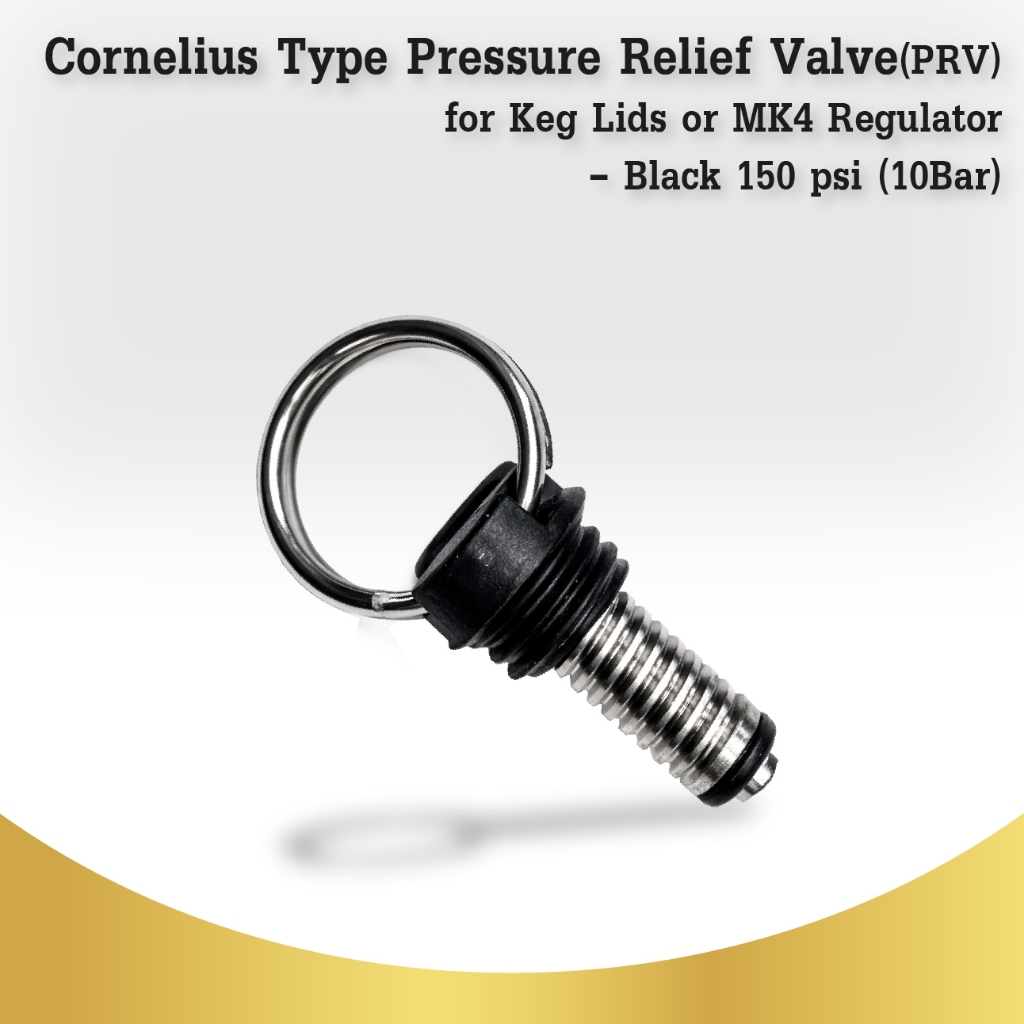 Cornelius Type Pressure Relief Valve (PRV) for Keg Lids or MK4 Regulator – Black 150 psi (10 Bar)