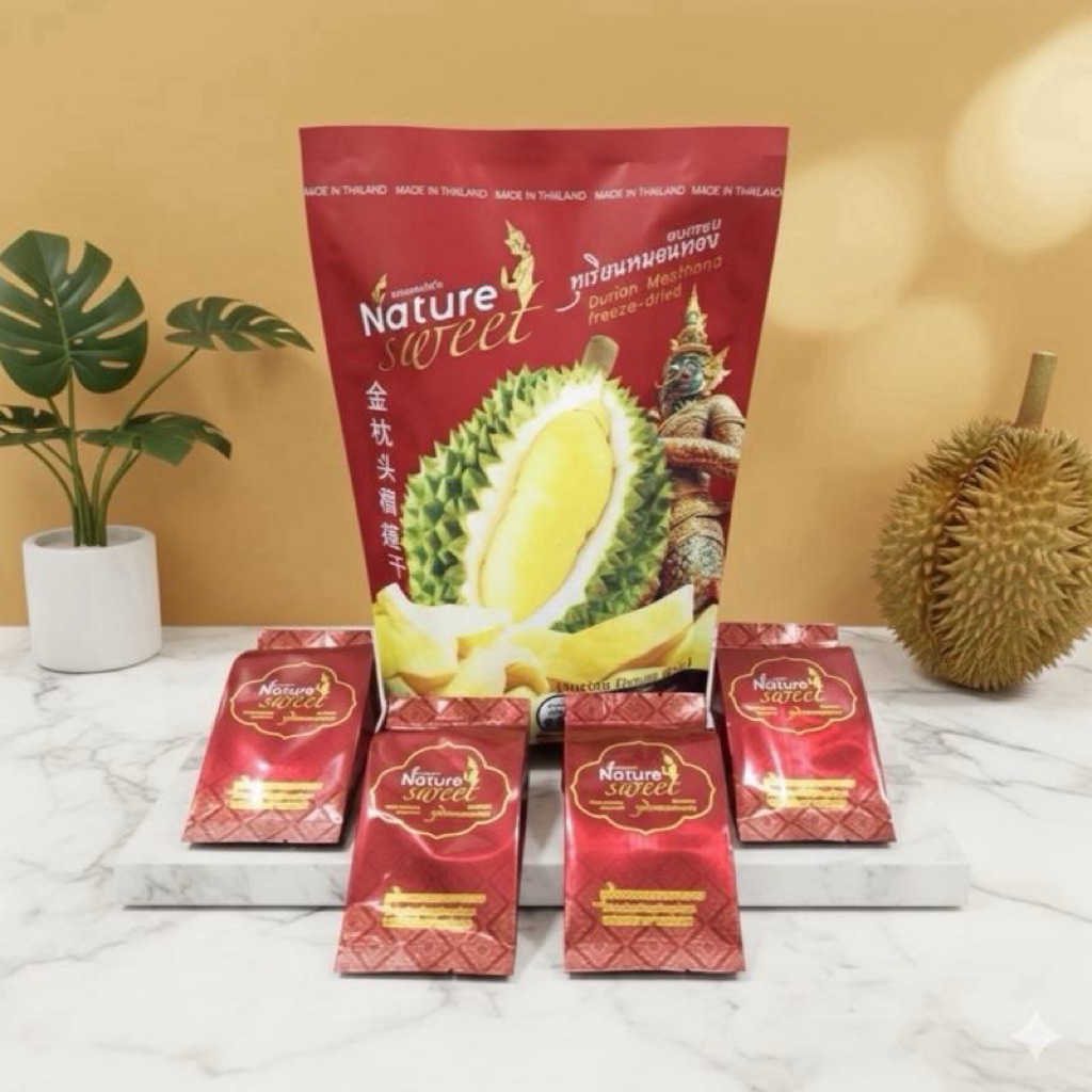 Nature Sweet ทุเรียนหมอนทองฟรีซดราย 150กรัม Durian Monthong Freeze Dried 150g