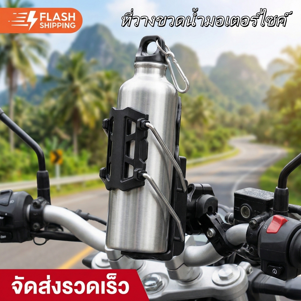 🚘COD🚘 ที่วางแก้วน้ำกันชนมอเตอร์ไซค์ ที่วางขวดน้ำ รุ่นสากลใช้ได้กับมอเตอร์ไซค์และจักรยาน ติดตั้งง่าย
