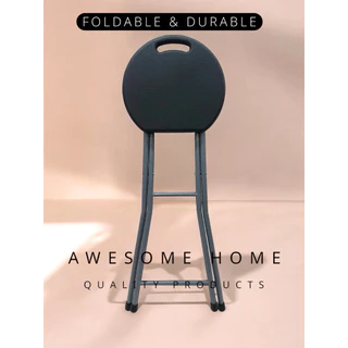 เก้าอี้สตูลทรงสูงพับได้ สีดำ ขนาด 38 x 38 x 71 cm. เก้าอี้นั่งขายของ เก้าอี้บาร์ Stool bar