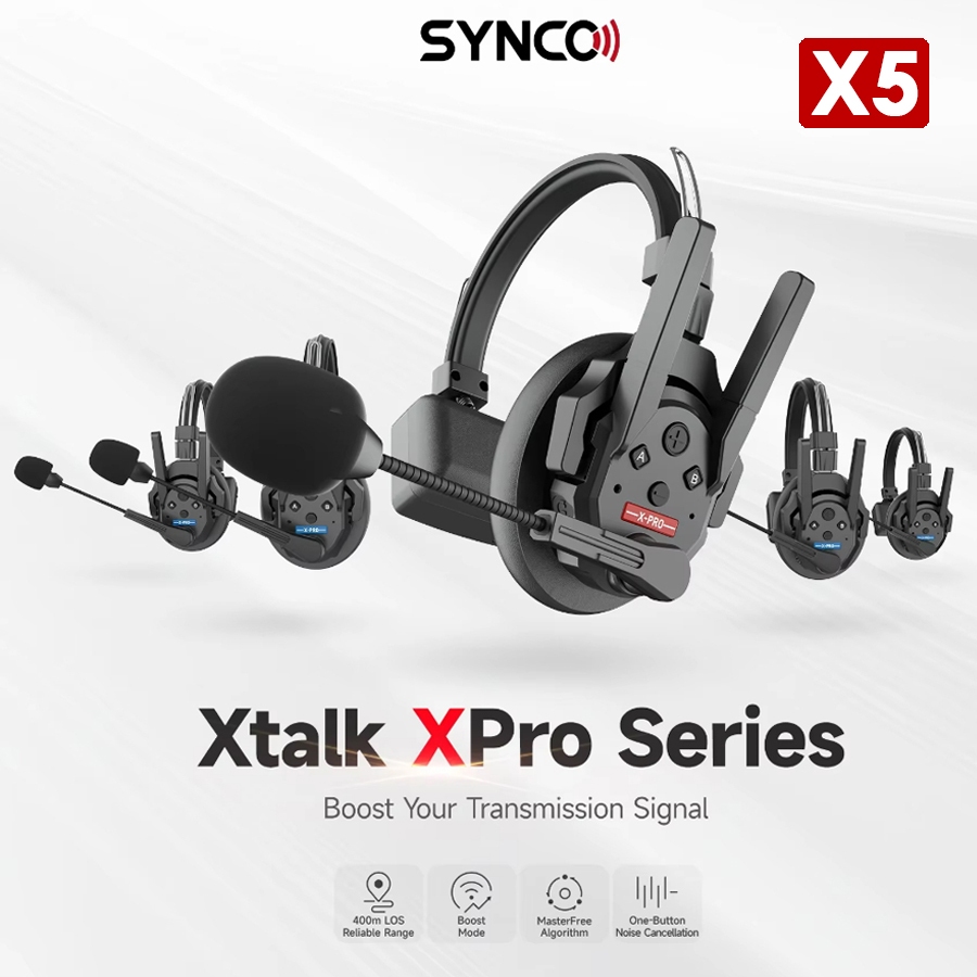 Synco XTalk XPro X5 Wireless Intercom Headset พร้อมชุดหูฟัง 5 ชุด 2.4GHz (รับประกัน 1ปี)