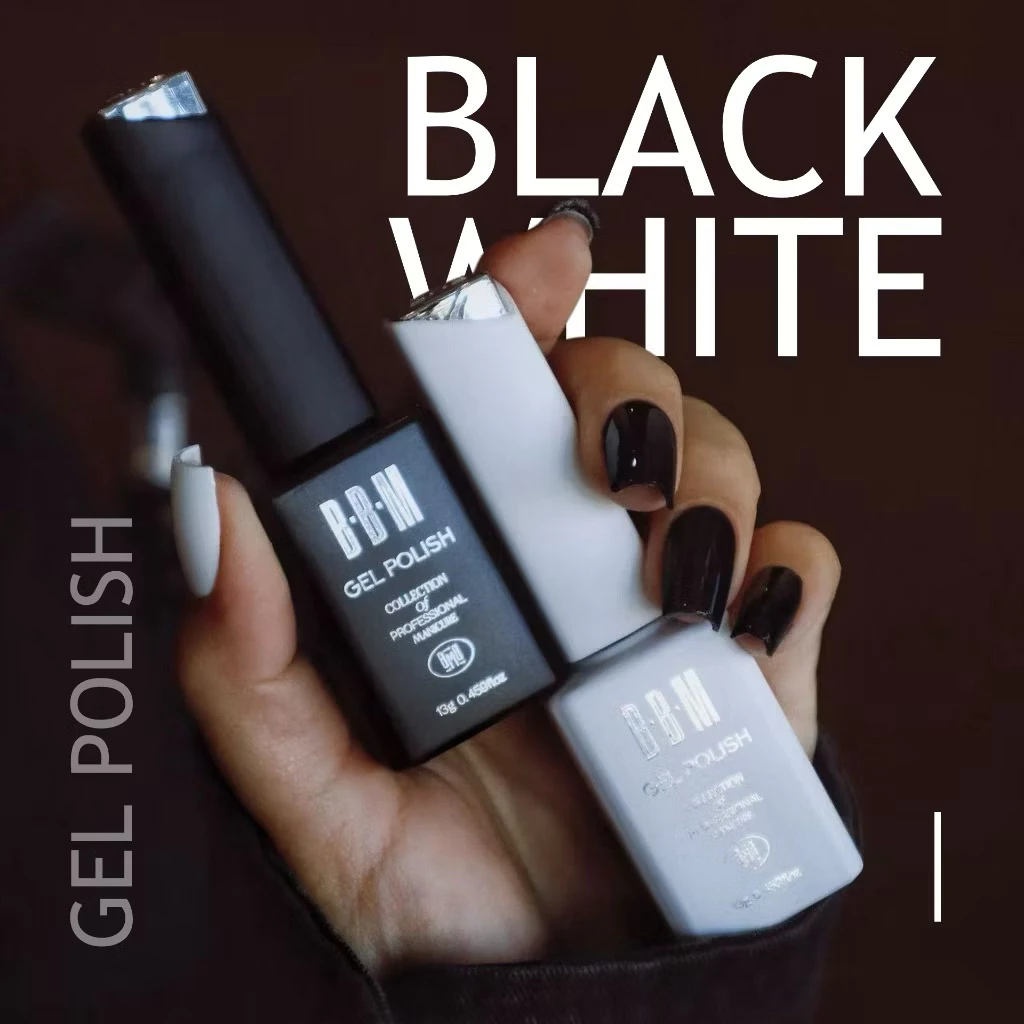 สีเจลทาเล็บ สีขาว สีดำ BBM เนื้อข้นแน่นใช้เพ้นท์ได้ (TPO free + HEMA free + TMPTA free)