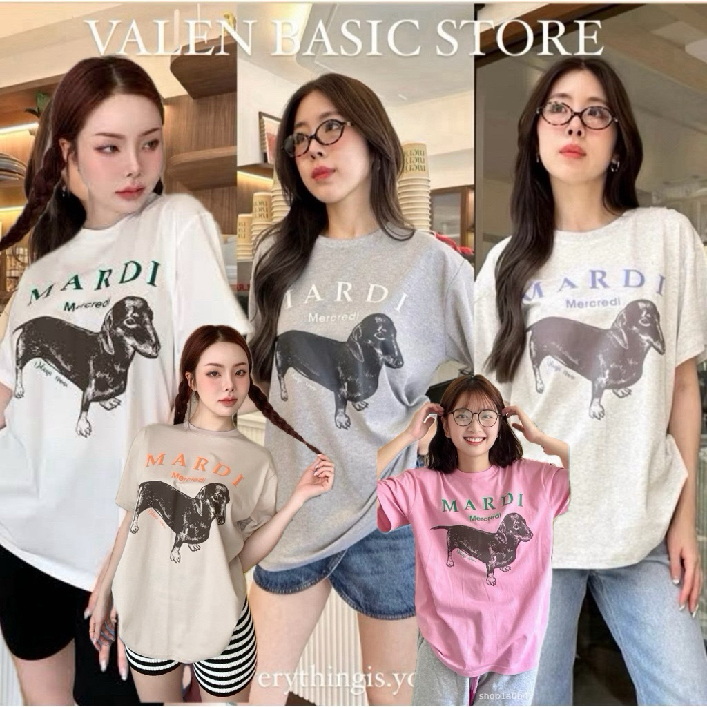 Mardi t-shirt🤍  เสื้อยืดแบรนด์ดัง ลายน้องหมาmardiแบรนด์สุดฮิต งานชนช็อปแบรนด์ดังเกาหลีเลยค่า