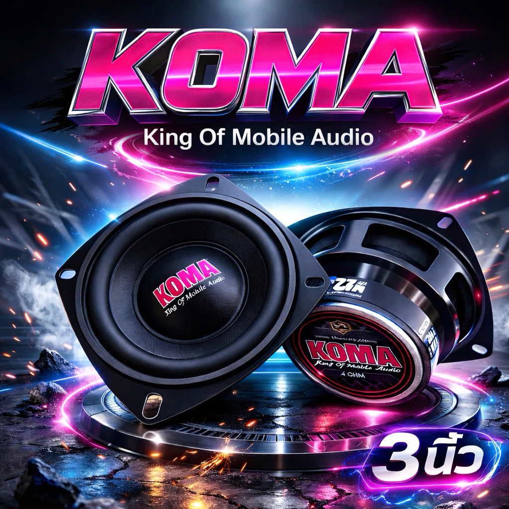 ล็อตใหม่ KOMA ลำโพงเสียงกลาง 3นิ้ว 4-8ohm 50w ราคาต่อคู่