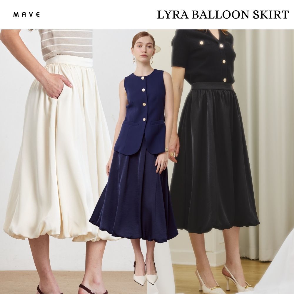 MAVE กระโปรงรุ่น Lyra balloon skirt สี CREAM,BLACK,MIDNIGHT BLUE