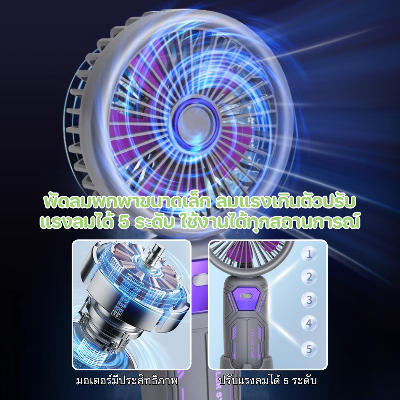 PAE-689 พัดลม พัดลมแรง พัดลมมือถือ พัดลมพกพา พัดลมตัวเล็ก ชาร์จUSB ราคา ถูกที่สุด ดีลบีเคเค แกลเลอรีภาพที่ 5