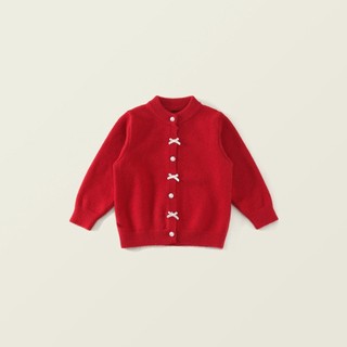 Hania kids พร้อมจัดส่ง เสื้อไหมพรมเด็กผู้หญิง คาร์ดิแกนสีแดง น่ารัก สไตล์เกาหลี ใส่หน้าหนาว - K5135867