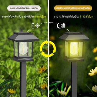 ไฟปักสนาม พลังงานแสงอาทิตย์ ทนทาน ไฟสวน กันน้ำกันฝุ่น หลอดไฟLED และ UVสูง จะเปิดอัตโนมัติตอนกลางคืน และจะปิดเมื่อตอนเช้า
