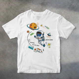 (จัดส่งตลอด 24 ชั่วโมง)Fanfei เสื้อยืดลายอวกาศน่ารักการ์ตูนสไตล์นักบินอวกาศเสื้อแฟชั่น