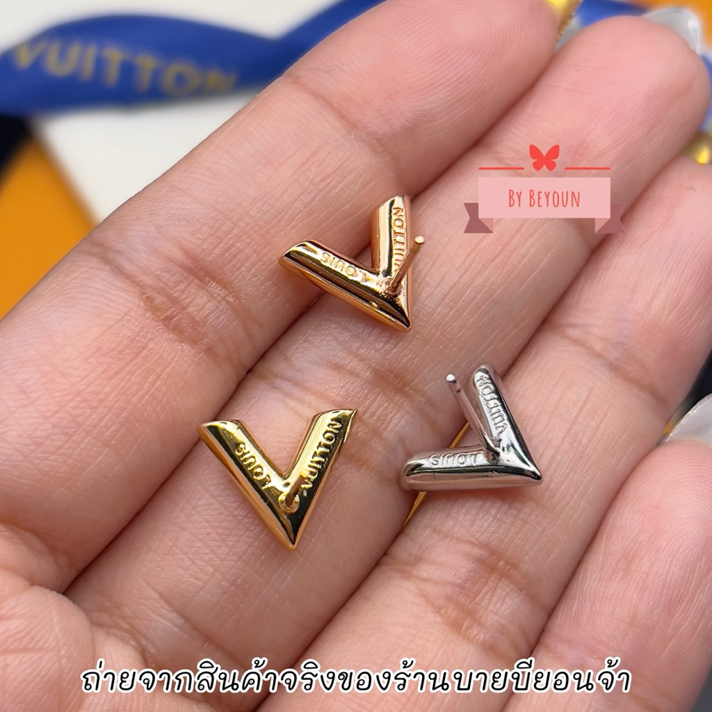 ต่างหูสไตล์แอล L ตัววี สีทองสีเงินสี pink gold งานไฮเอนด์ 429